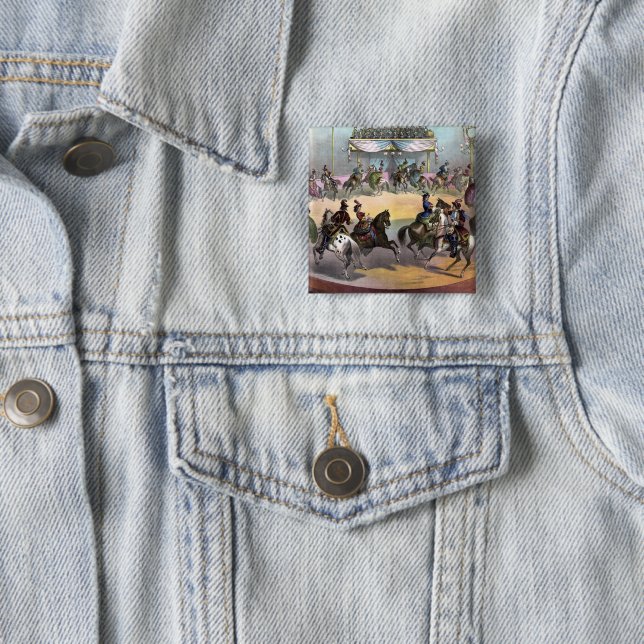 Macaron Carré 5 Cm Cirque Grand Finale, Cirque 1872. (En situation)