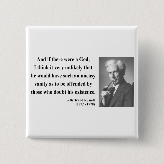 Macaron Carré 5 Cm Citation de Bertrand Russell 3b (Devant)