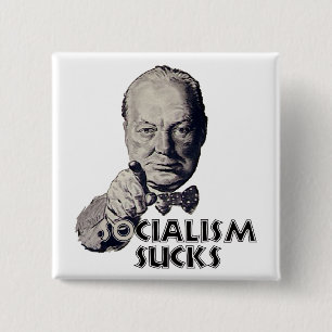Macaron Carré 5 Cm Citation de Churchill : Le socialisme suce !