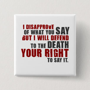 Macaron Carré 5 Cm Citation de Voltaire (couleur)