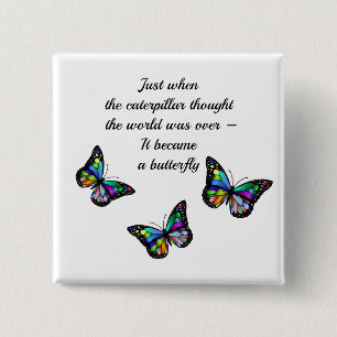 Macaron Carré 5 Cm Citation d'encouragement pour papillon