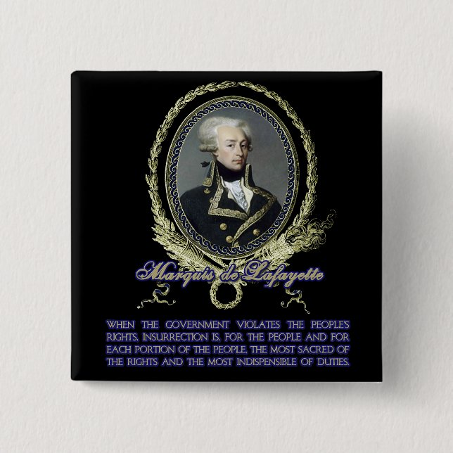 Macaron Carré 5 Cm Citation du marquis De Lafayette sur (Devant)