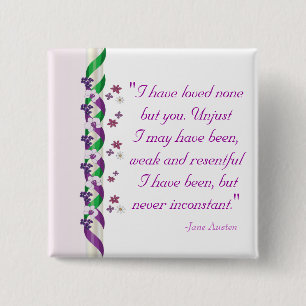Macaron Carré 5 Cm Citation Jane Austen - Bouton Persuasion