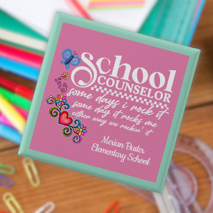 Macaron Carré 5 Cm Citation personnalisée d'un conseiller scolaire am