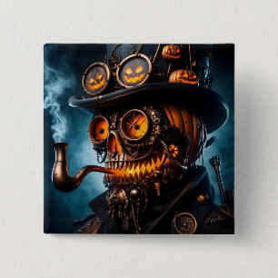 Macaron Carré 5 Cm Citrouille Jack-O-Lantern Steampunk Gothique Hallo