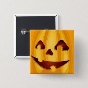 Macaron Carré 5 Cm Citrouille sculpté souriant design Halloween