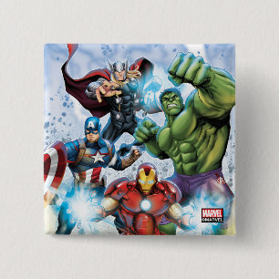 Macaron Carré 5 Cm Classique Avengers   Avengers Prêts À Attaquer