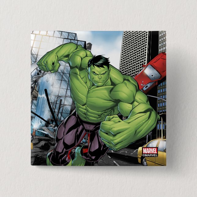 Macaron Carré 5 Cm Classique Avengers | Charge de Hulk (Devant)