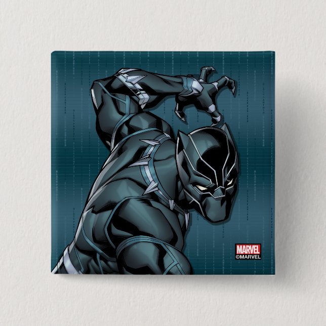 Macaron Carré 5 Cm Classiques Avengers | Black Panther attaque avec s (Devant)