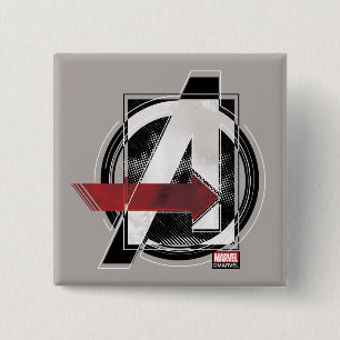 Macaron Carré 5 Cm Classiques Avengers   Logo Avengers Couleur Négati