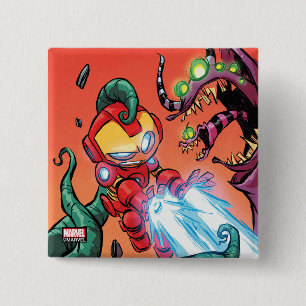 Macaron Carré 5 Cm Classiques Avengers Mini Iron Man attaquant un m