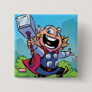 Macaron Carré 5 Cm Classiques Avengers   Mini Thor avec Mjolnir