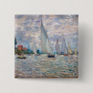 Macaron Carré 5 Cm Claude Monet - Bateaux Regatta à Argenteuil
