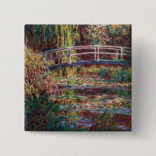 Macaron Carré 5 Cm Claude Monet - Eau Lily étang, Harmonie rose