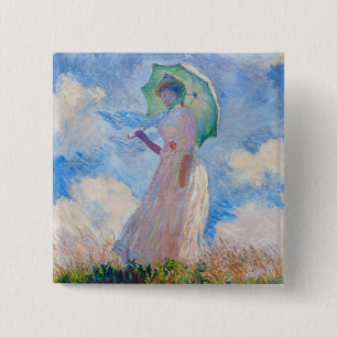 Macaron Carré 5 Cm Claude Monet - Femme avec Parasol face à gauche