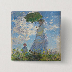 Macaron Carré 5 Cm Claude Monet   Femme avec un parasol