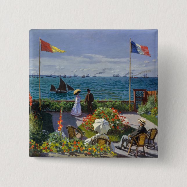 Macaron Carré 5 Cm Claude Monet - Jardin de Sainte-Adresse (Devant)