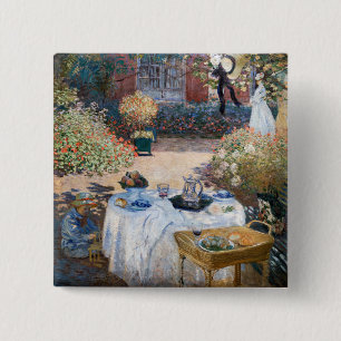 Macaron Carré 5 Cm Claude Monet - Le Déjeuner, panneau décoratif