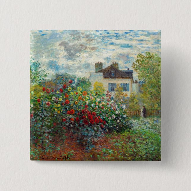 Macaron Carré 5 Cm Claude Monet - Le Jardin de l'Artiste à Argenteuil (Devant)