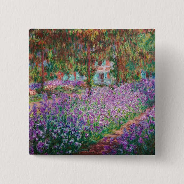 Macaron Carré 5 Cm Claude Monet - Le jardin de l'artiste à Giverny (Devant)
