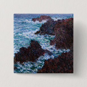 Macaron Carré 5 Cm Claude Monet - Les Rochers à Belle-Ile, Côte sauva