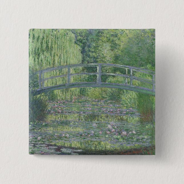 Macaron Carré 5 Cm Claude Monet | L'étang Nénuphar : Harmonie verte (Devant)