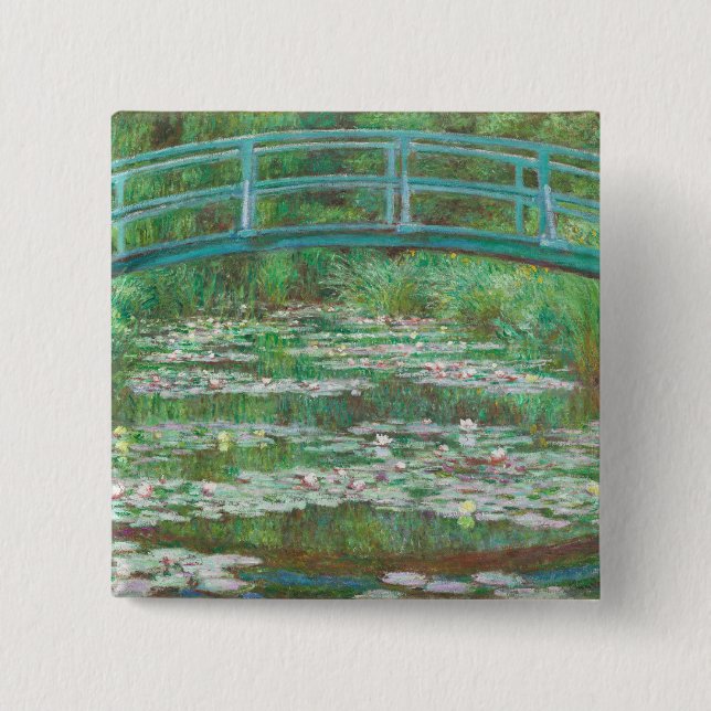 Macaron Carré 5 Cm Claude Monet pont de football japonais. Impression (Devant)
