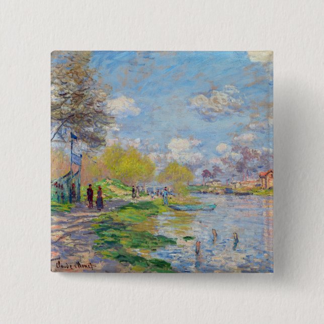 Macaron Carré 5 Cm Claude Monet - Printemps de la Seine (Devant)