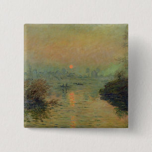 Macaron Carré 5 Cm Claude Monet Sun plaçant au-dessus de la Seine