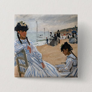 Macaron Carré 5 Cm Claude Monet - Sur la plage à Trouville