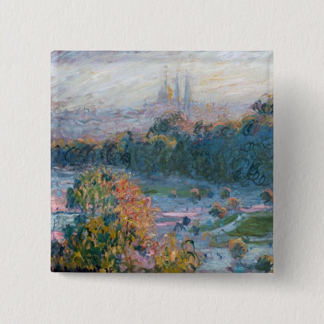 Macaron Carré 5 Cm Claude Monet - Vue des Tuileries, étude (Devant)