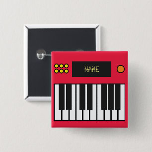 Macaron Carré 5 Cm Clavier de musique de piano personnalisé rouge