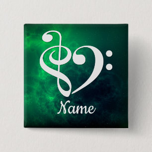 Macaron Carré 5 Cm Clé de basse Treble Clef Coeur Nebula Customisé