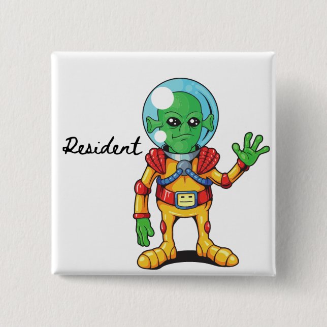 Macaron Carré 5 Cm Clé de l'Alien résident (Devant)