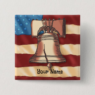 Macaron Carré 5 Cm Cloche de la liberté carré pin