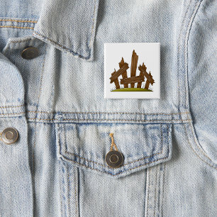 Macaron Carré 5 Cm Clôture en bois cassée Ferme rustique