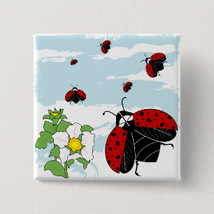 Macaron Carré 5 Cm coccinelles en vol