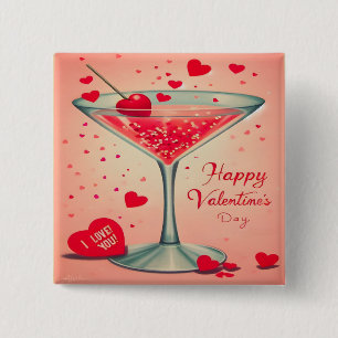 Macaron Carré 5 Cm Cocktail Valentine Martini du milieu du siècle