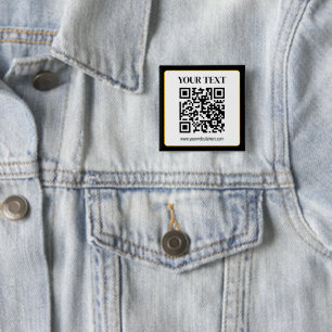 Macaron Carré 5 Cm Code QR d'entreprise avec texte en haut et en bas,