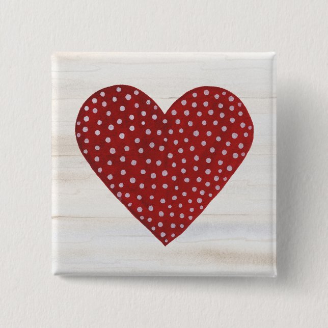 Macaron Carré 5 Cm Coeur rustique de Valentine de point de polka (Devant)