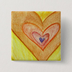 Macaron Carré 5 Cm Coeurs d'amitié dorés Pins ou boutons d'ordinateur