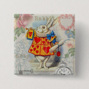 Macaron Carré 5 Cm Coeurs de lapin blanc Alice Classic