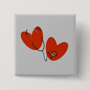 Macaron Carré 5 Cm Coeurs et T-shirts et cadeaux de stéthoscope