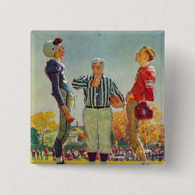Macaron Carré 5 Cm Coin Toss par Norman Rockwell (Devant)