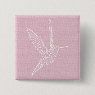Macaron Carré 5 Cm Colibri rose et blanc