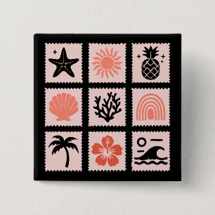 Macaron Carré 5 Cm Collage des timbres de nature