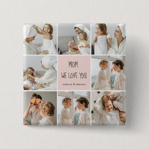 Macaron Carré 5 Cm Collage Photo Maman We Love You Best Mother Cadeau