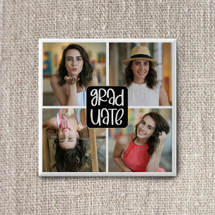 Macaron Carré 5 Cm Collage photo personnalisé de remise de diplôme mo