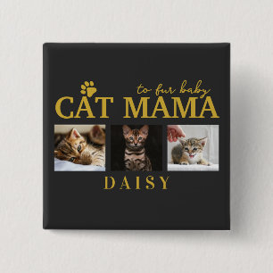 Macaron Carré 5 Cm collage photo personnalisé pour maman de chat bébé
