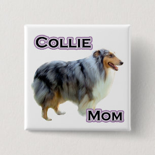 Macaron Carré 5 Cm Collie Mom 4 - Bouton